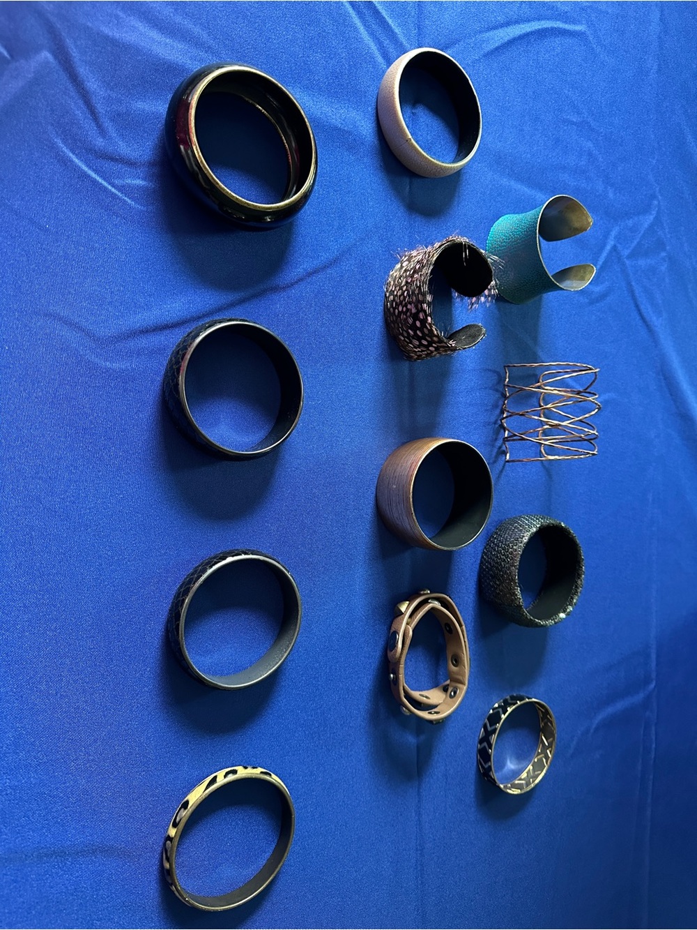 Women's Assorted Blue and Black Bangle Bracelet Set (12 total)